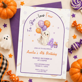 Fa-Boo-Lous Fyra Halloween Födelsedag 4 År Inbjudningar