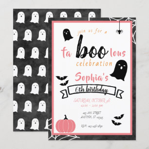 Fa’boo’lous Girls Birthday Ghost Halloween Inbjudningar
