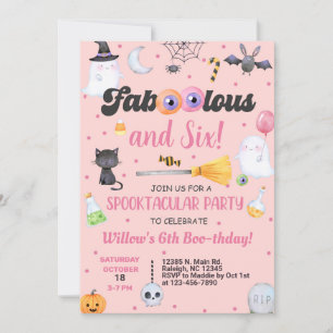 Fa-boo-lous Halloween-flickans födelsedag inbjudan