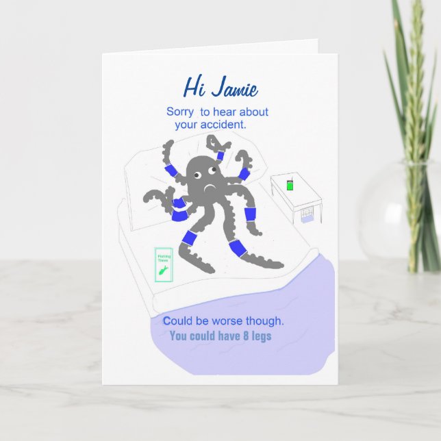 Få brunnen efter olycka, tillfoga namn beklär kort (Framsida)