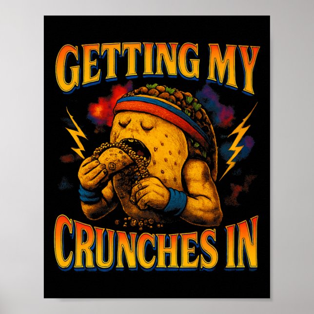 Få crunches på gymträning rolig taco premium poster (Framsidan)