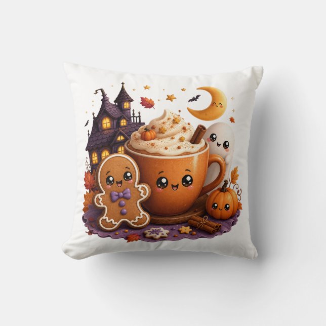 Få de vackraste tecknade Halloween-illustrationern Kudde (Framsida)