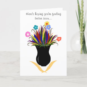 Få den väl snart nätt vasen färgrika blommor kort