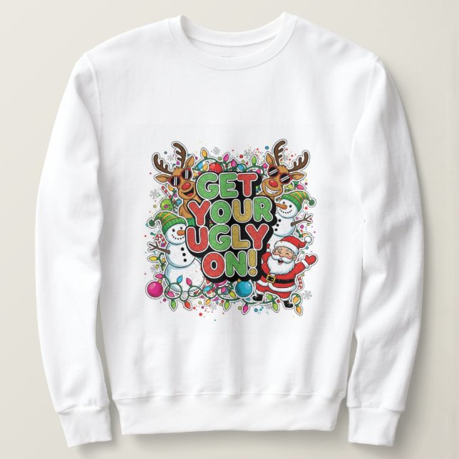 Få din fulhet på sweatshirt (julhelg) t shirt (Design framsida)