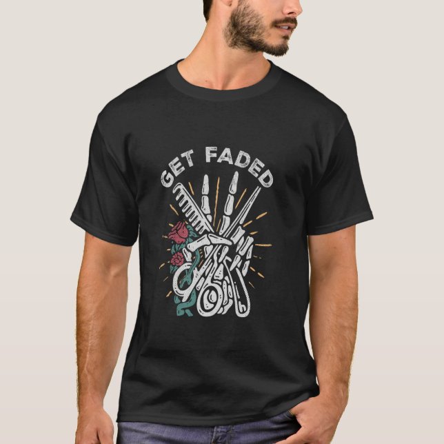 Få Faded Barber Design Frisör Frisörska T Shirt (Framsida)