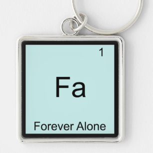 Fa - För evigt Ensam Roligt Element Meme Kemi Fyrkantig Silverfärgad Nyckelring