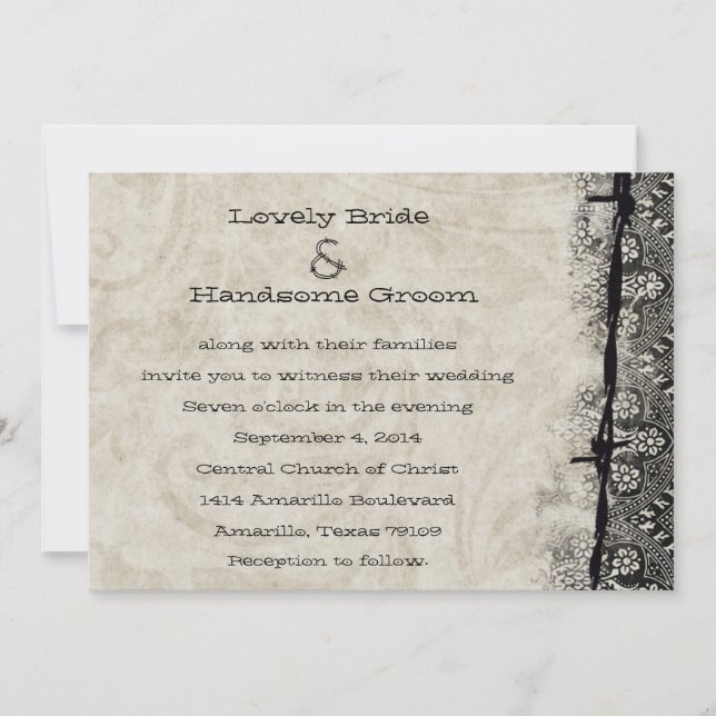 Få Hitched gammal landsbyggsbröllopinbjudan Inbjudningar (Framsida)