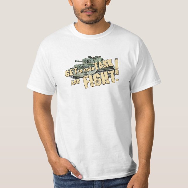 Få i ditt tank och SLAGSMÅL! Tee (Framsida)