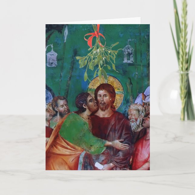 Få inte fångad under mistletoen helgkort (Framsida)