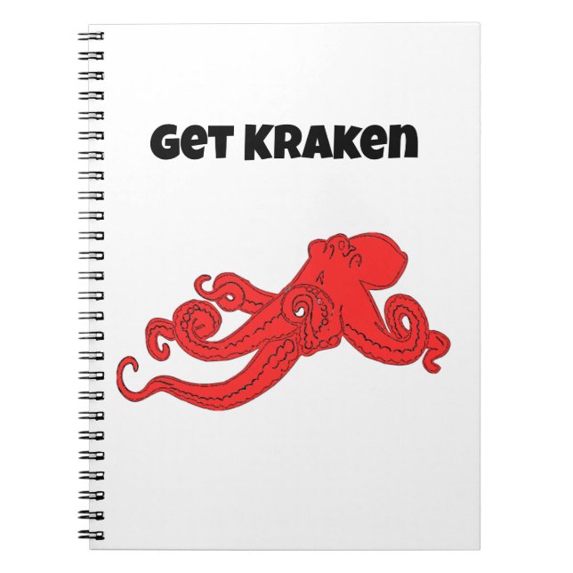 Få Kraken Kul Retro Röd Bläckfisk Tecknad Film Anteckningsbok (Framsidan)