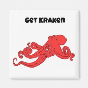 Få Kraken Rolig Retro Röd Bläckfisk Tecknad Film Magnet