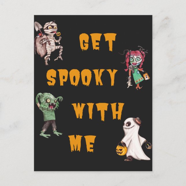 Få kuslig med mig Halloween   Vykort (Framsida)