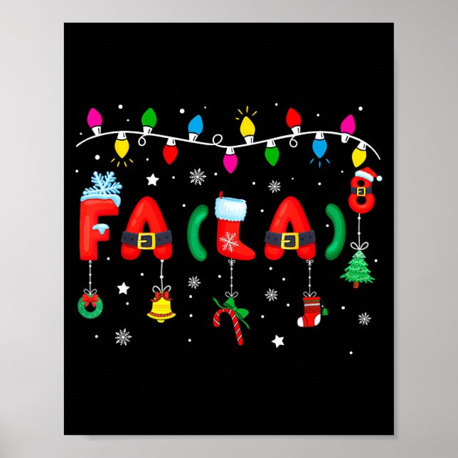 Fa (la) 8 Funny Christmas Lights Santa Fa La Math  Poster (Framsidan)
