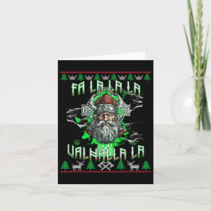 Fa La 8 Valhalla Santa Hat Viking Skull jul Kort