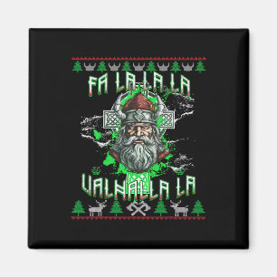 Fa La 8 Valhalla Santa Hat Viking Skull jul Magnet