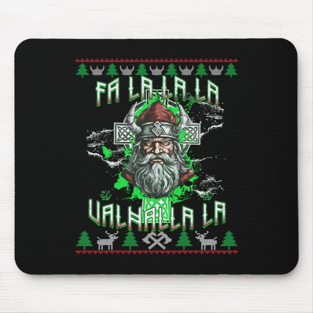 Fa La 8 Valhalla Santa Hat Viking Skull jul Musmatta (Framsidan)