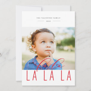 Fa La Bold Berry Red Helgdag Photo Card Julkort
