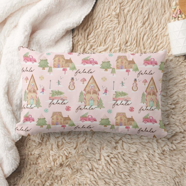 Fa La Candy Gingerbröd Town & Rosa Retro Van Lumbarkudde (Filt)