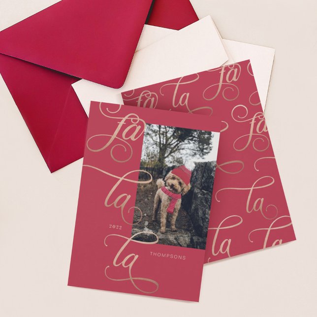 Fa La Elegant Ro Guld Calligraphy Hund Scarf Julkort (Skapare uppladdad)