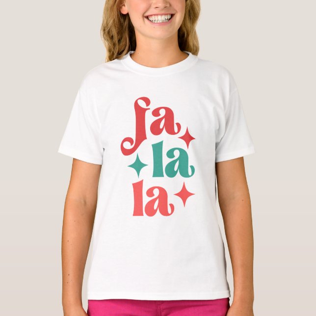 Fa La - Festive Helgdag Typography Design T Shirt (Framsida)