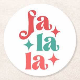 Fa La - Festive Helgdag Typography Design Underlägg Papper Rund
