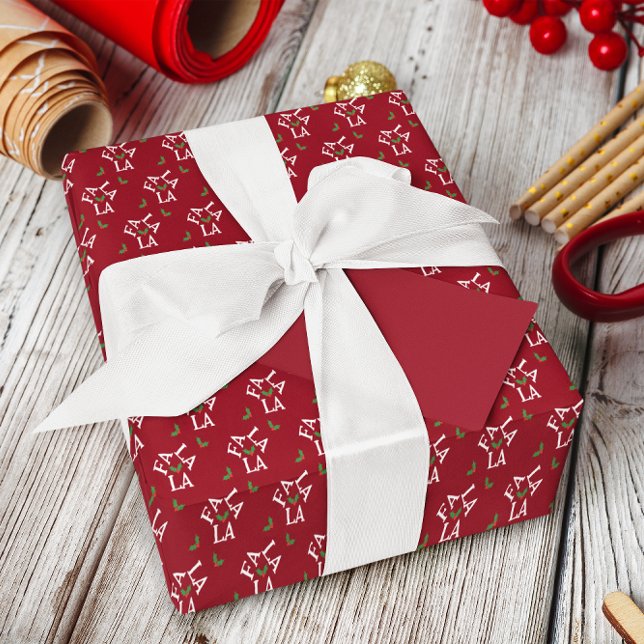 Fa La Festive Holly-jul Presentpapper (Skapare uppladdad)