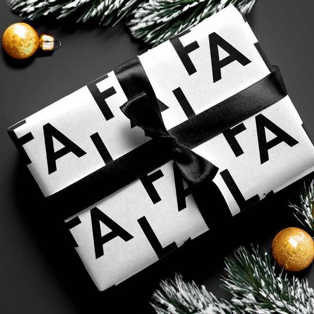 FA LA fet Brev Modern, minimalt, svart och vitt Presentpapper (FA LA LA Bold Letters Modern Minimal Black & White Wrapping Paper)
