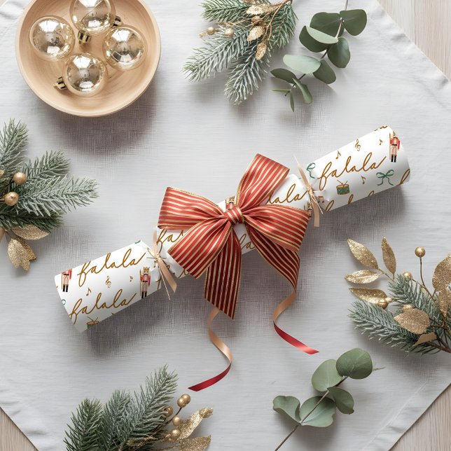 Fa La Girly jul Nutcracker Bow Music Presentpapper (Fa La La Girly Christmas Nutcracker Bow Music Wrapping Paper)