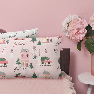 Fa La Home för Helgdagarna Town & Rosa Retro Van Lumbarkudde