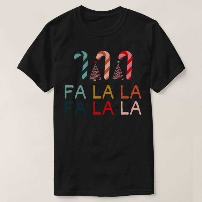 Fa La jul Candy cane TShirt T Shirt (Design framsida)