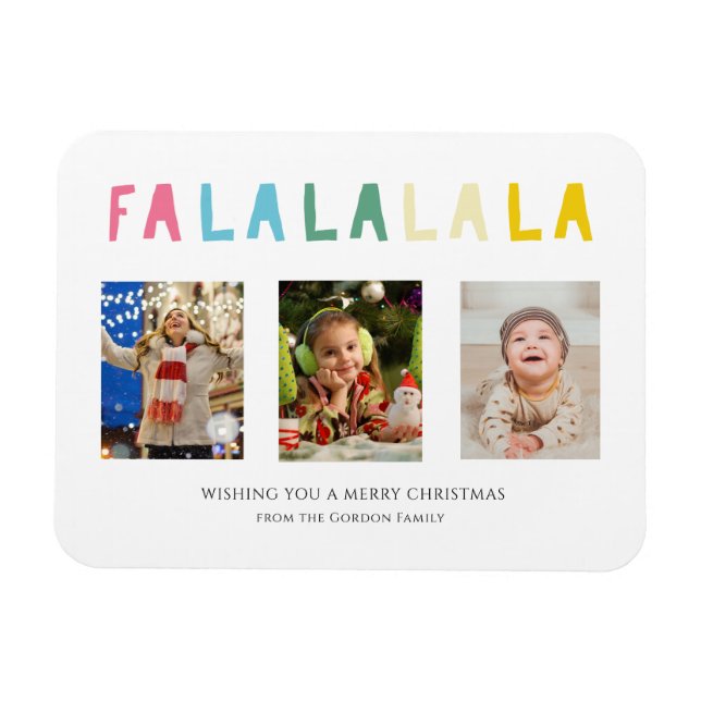 Fa La jul Cute Pastel 3 Photo Collage Magnet (Horisontell)