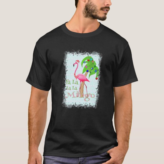 Fa La jul Flamingo Beach Julafton T Shirt (Framsida)