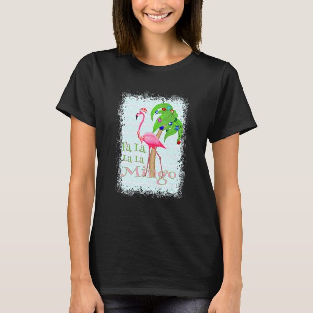 Fa La jul Flamingo Beach Julafton T Shirt (Framsida)