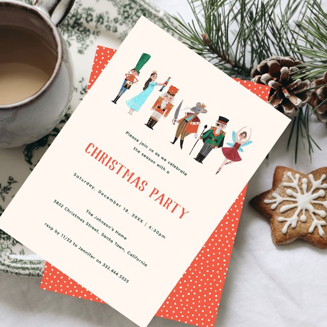 Fa La jul Nutcracker Ballet Dancer Inbjudningar (Nutcracker Christmas Party Invitation)