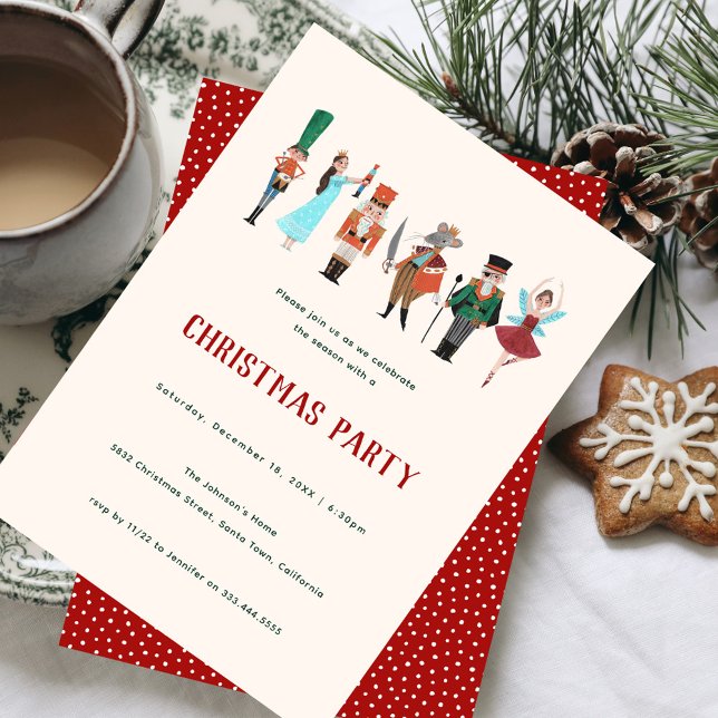 Fa La jul Party Nutcracker Ballet Dancer Inbjudningar (Nutcracker Christmas Holiday Party invitation.)
