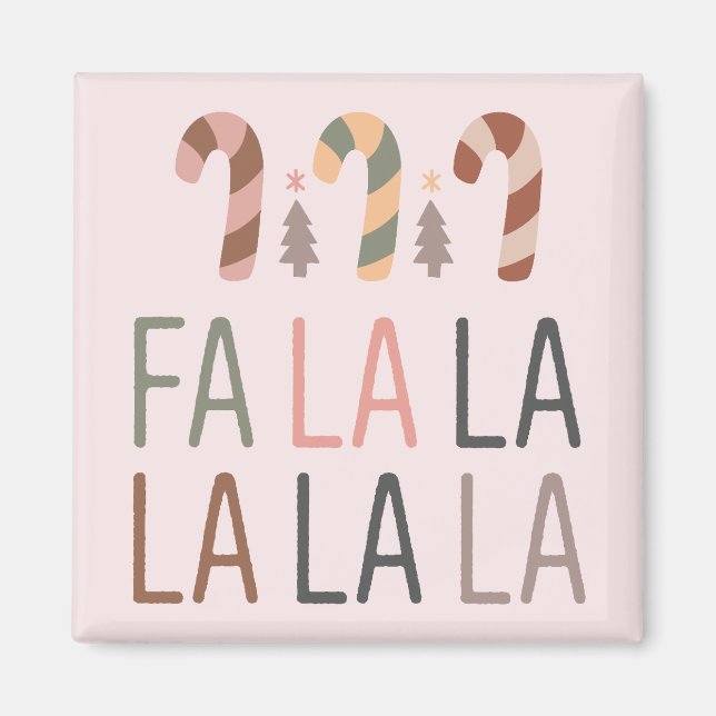 Fa La jul Retro Boho Träd Candycane Magnet (Framsidan)