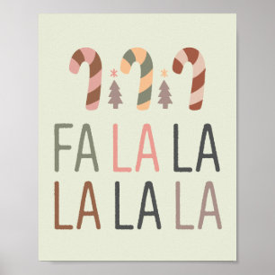 Fa La jul Retro Boho Träd Candycane Poster