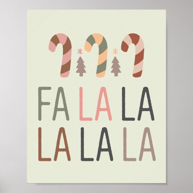 Fa La jul Retro Boho Träd Candycane Poster (Framsidan)