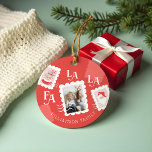 Fa La Jultomten Jul Postage Frimärke Photo Julgransprydnad Keramik<br><div class="desc">Roligt och festivt fotoornament. Vår roligt Brevage frimärke-design har vår roligt Jultomten,  fru Clause,  och en roligt typografisk fa la-design. Lägg till fotot på utseendet frimärke tillsammans med ditt namn och år. Designad av Moodthology Papery</div>
