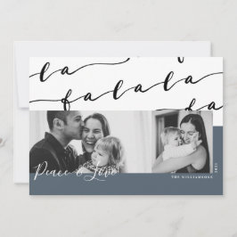 FA LA LA Black & Blue TypoGraph - julfoto Julkort