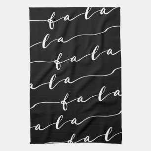 FA LA LA Black & White Calligraphy, jul, Sång Kökshandduk