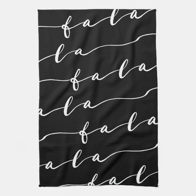 FA LA LA Black & White Calligraphy, jul, Sång Kökshandduk (Vertikal)
