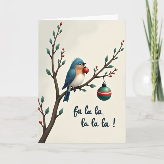 Fa La La Christmas Bird Card Kort (Framsida)