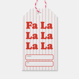 Fa La La Christmas Playful Striped Presentetikett
