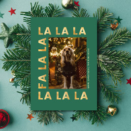 Fa la la Cute Pet Dog Christmas Family Photo Julkort