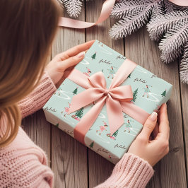 Fa La La Cute Pink Elf Ice Skating Girly  Presentpapper