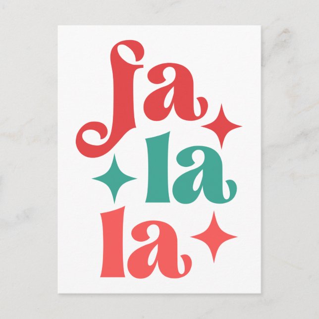 Fa La La - Festiv jul typografidesign Vykort (Framsida)