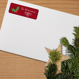 Fa La La Festive Holly Christmas Returadress Etikett