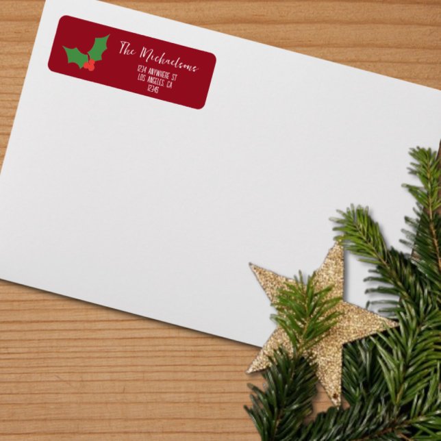 Fa La La Festive Holly Christmas Returadress Etikett (Skapare uppladdad)