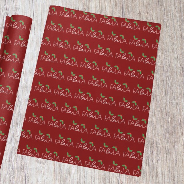 Fa La La Festive Holly Presentpapper (Skapare uppladdad)